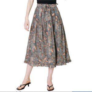 Ulla Johnson Raquel Skirt Floral Aegean Tiered